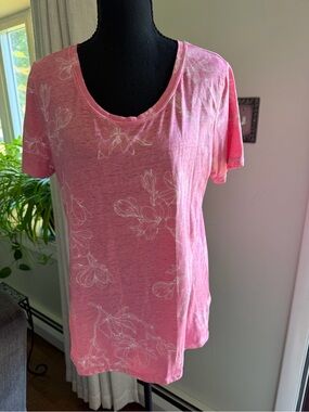 C&C California Pink Floral Short Sleeve Scoop Tee